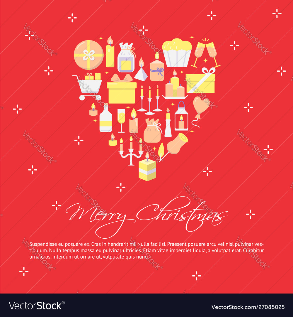 Merry christmas poster template in flat style vector image Merry christmas poster template in flat style