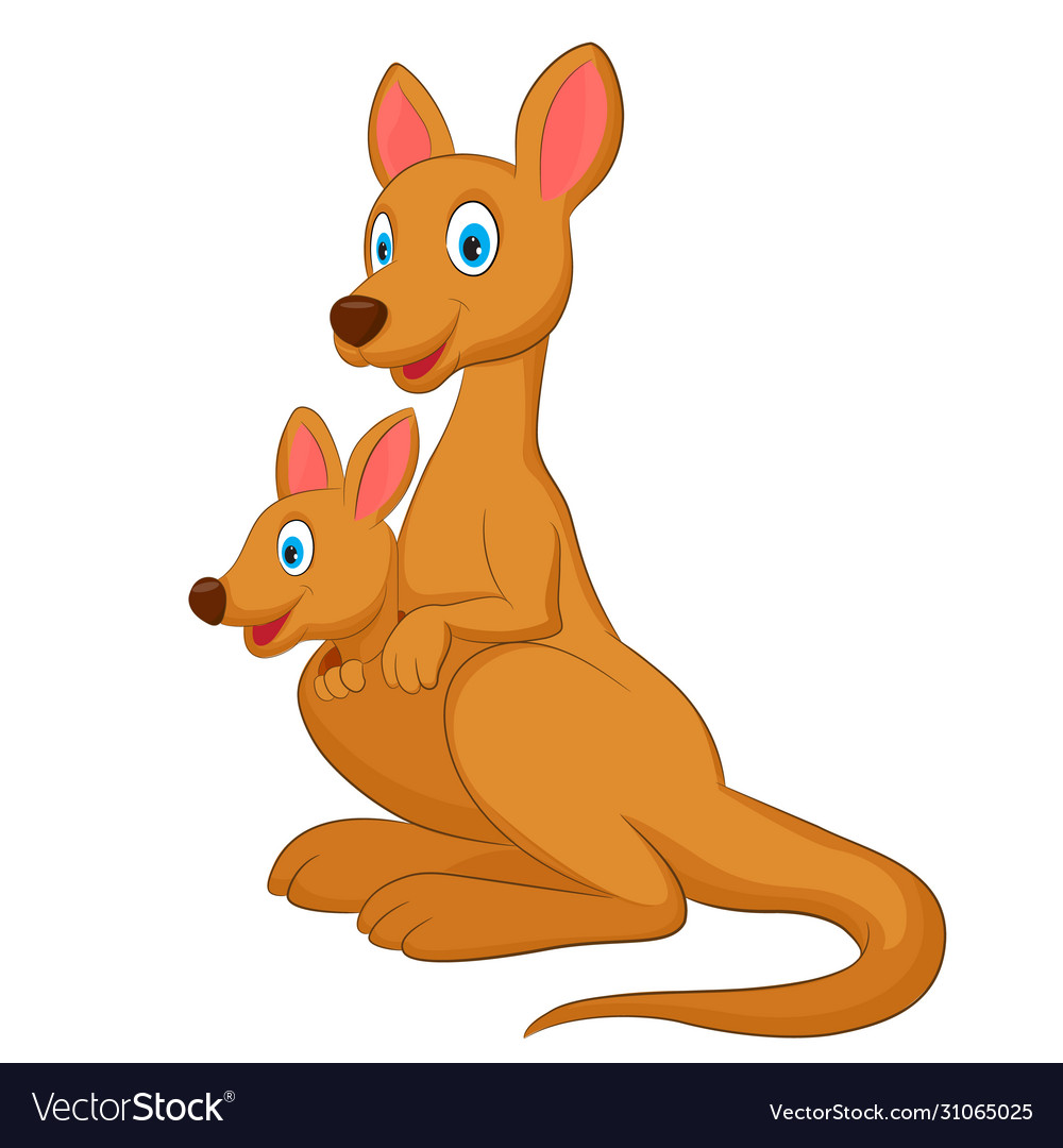 Mother kangaroo with her baby Royalty Free Vector Image