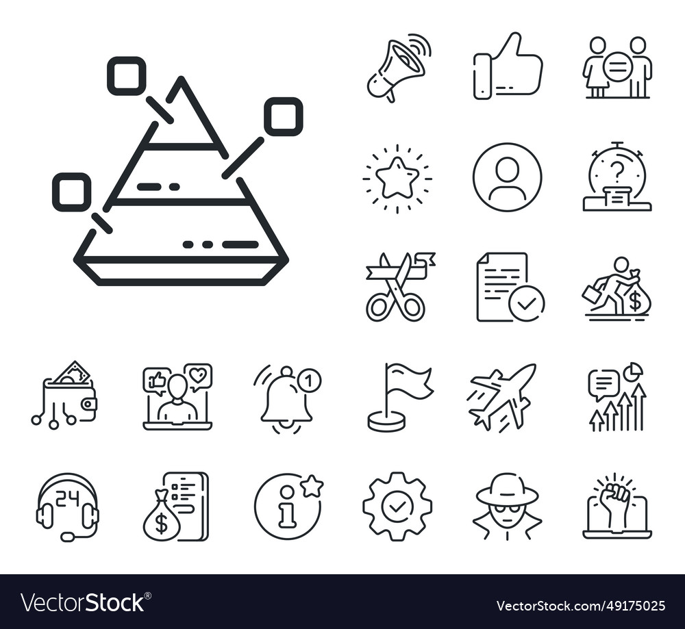 Pyramid chart line icon analytics graph sign