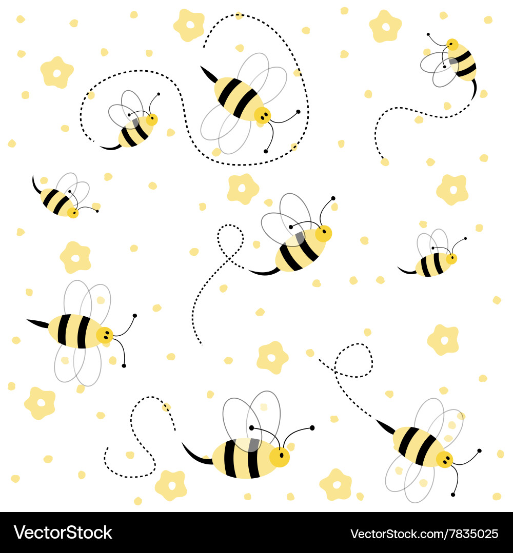 Seamless pattern with bees Royalty Free Vector Image