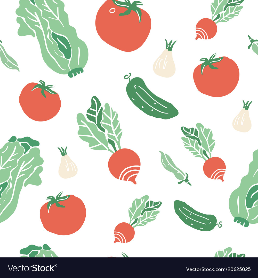 Seamless pattern with hand drawn vegetables