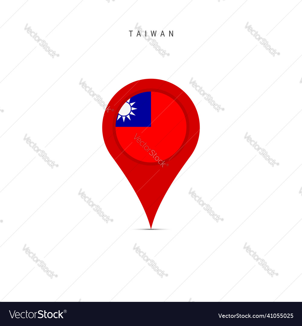 Teardrop map marker with flag of taiwan flat