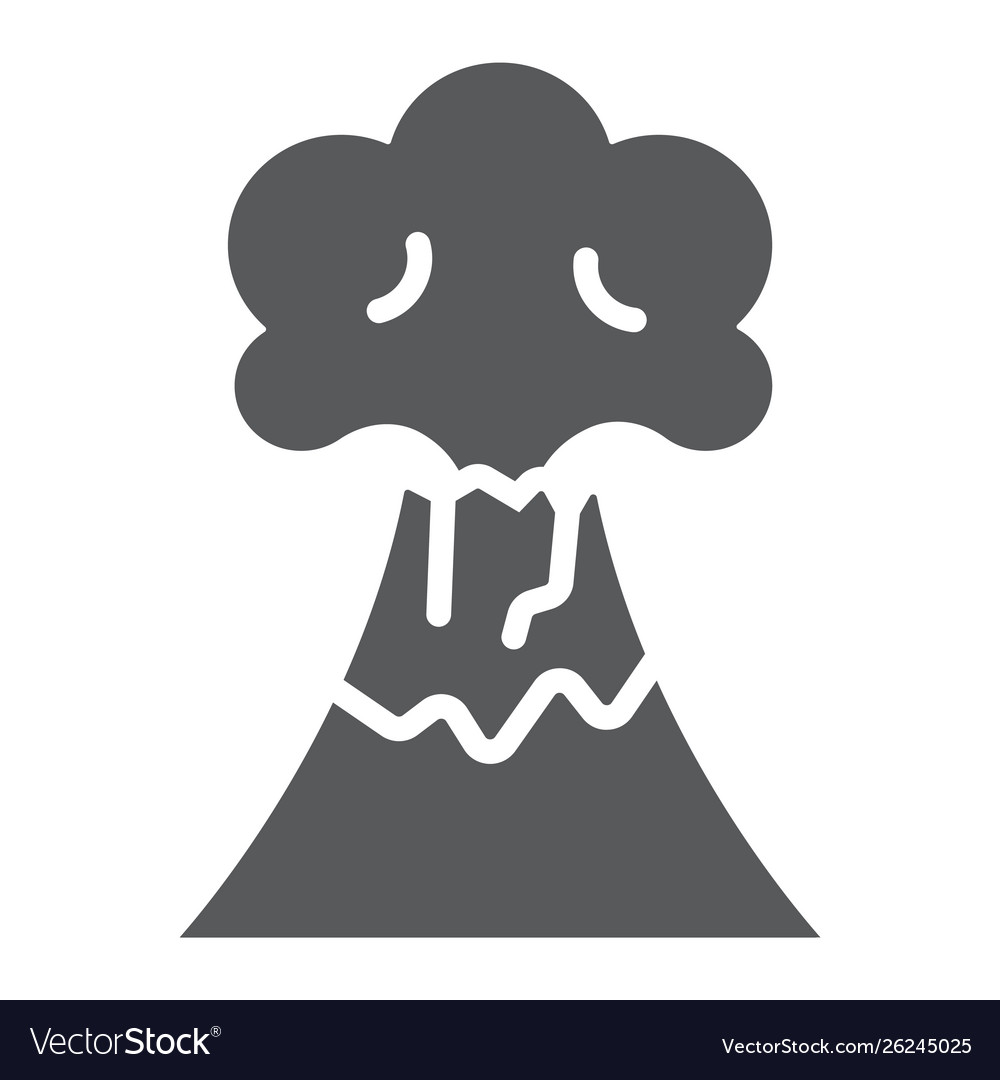 Volcanic eruption glyph icon disaster