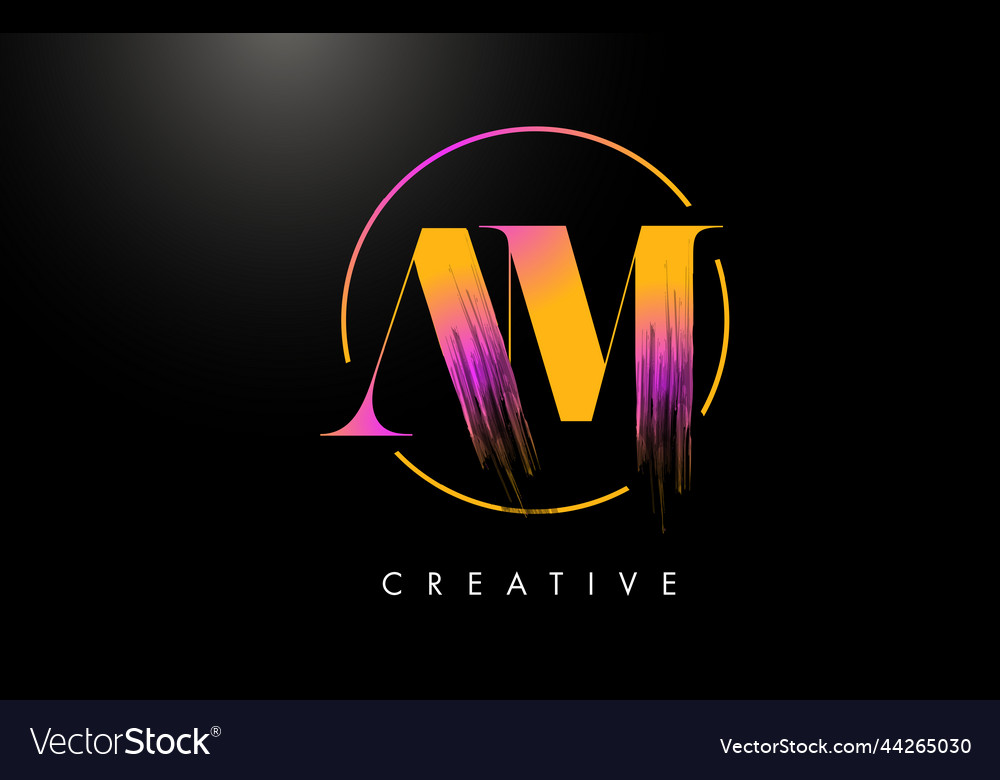 Am Pinsel Schlaganschrift Logo Design orange lila vector image Am Pinsel Schlaganschrift Logo Design orange lila