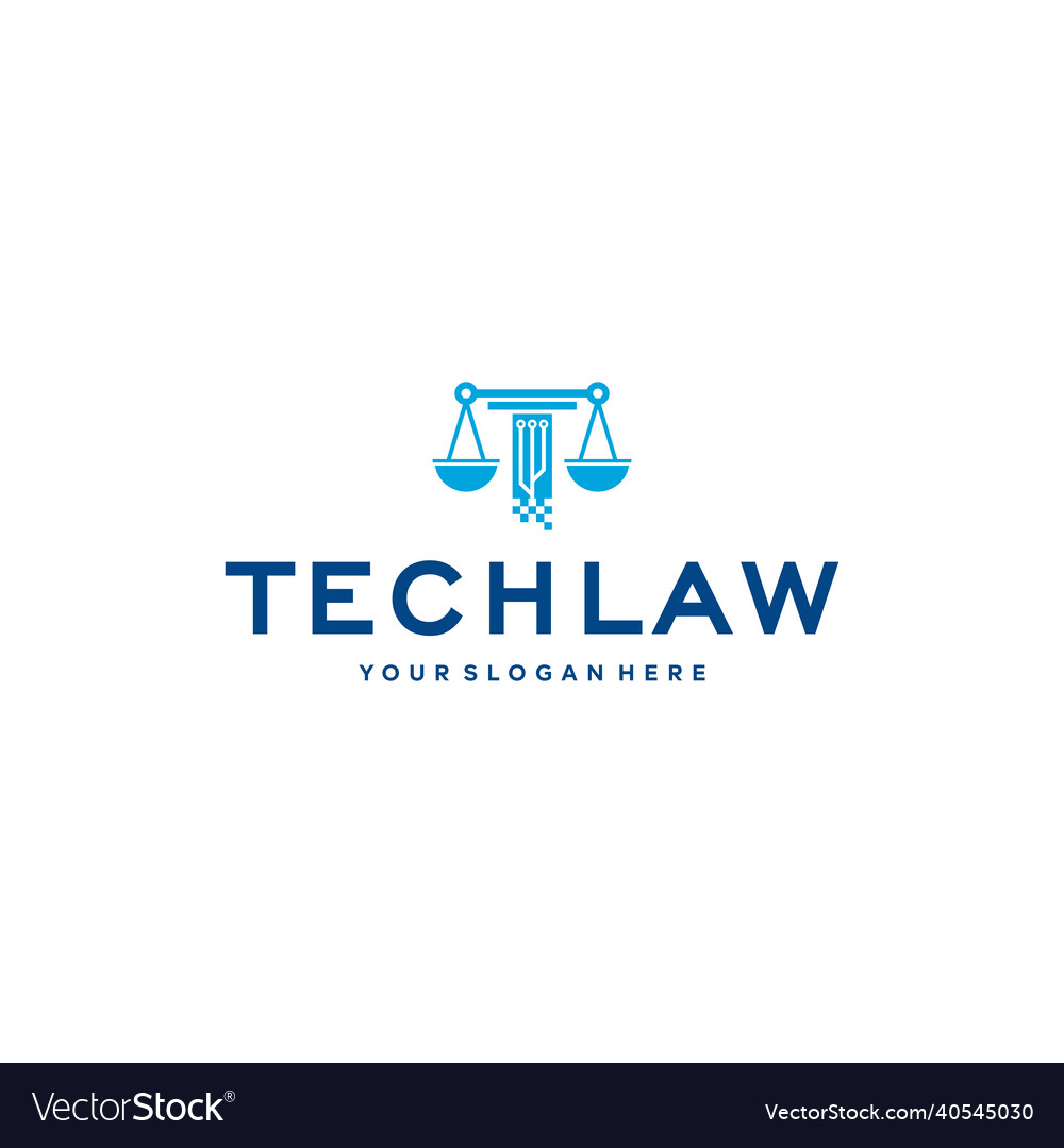 Minimalist Techlaw Lawyer Technology Logo Design Vector Image