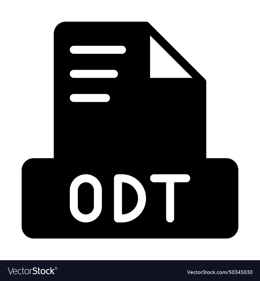 Odt file icon simple design solid style document vector image Odt file icon simple design solid style document