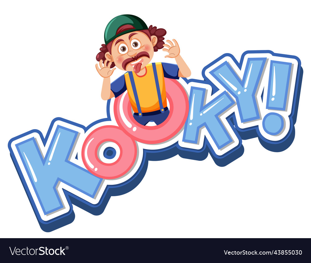 Playful cartoon character with word expression