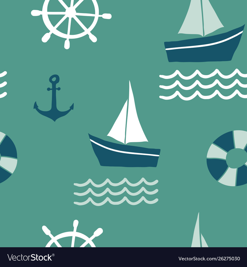 Seamless pattern with nautical design elements