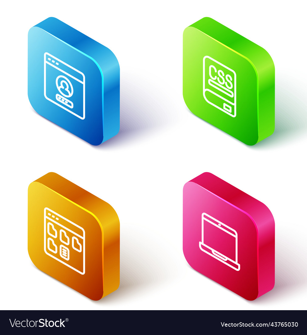 Set isometric line create account screen books vector image Set isometric line create account screen books