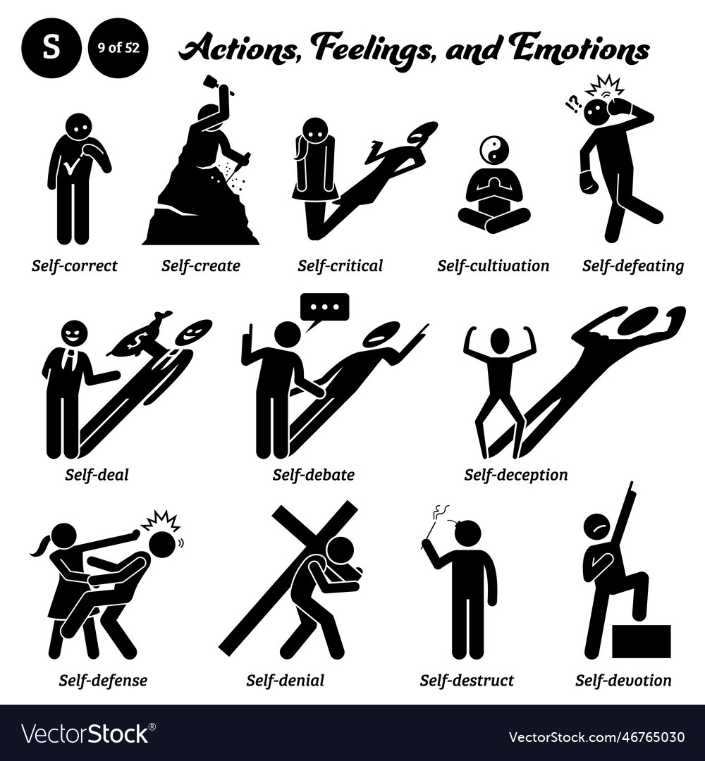 Stick figure human people man action feelings Vector Image