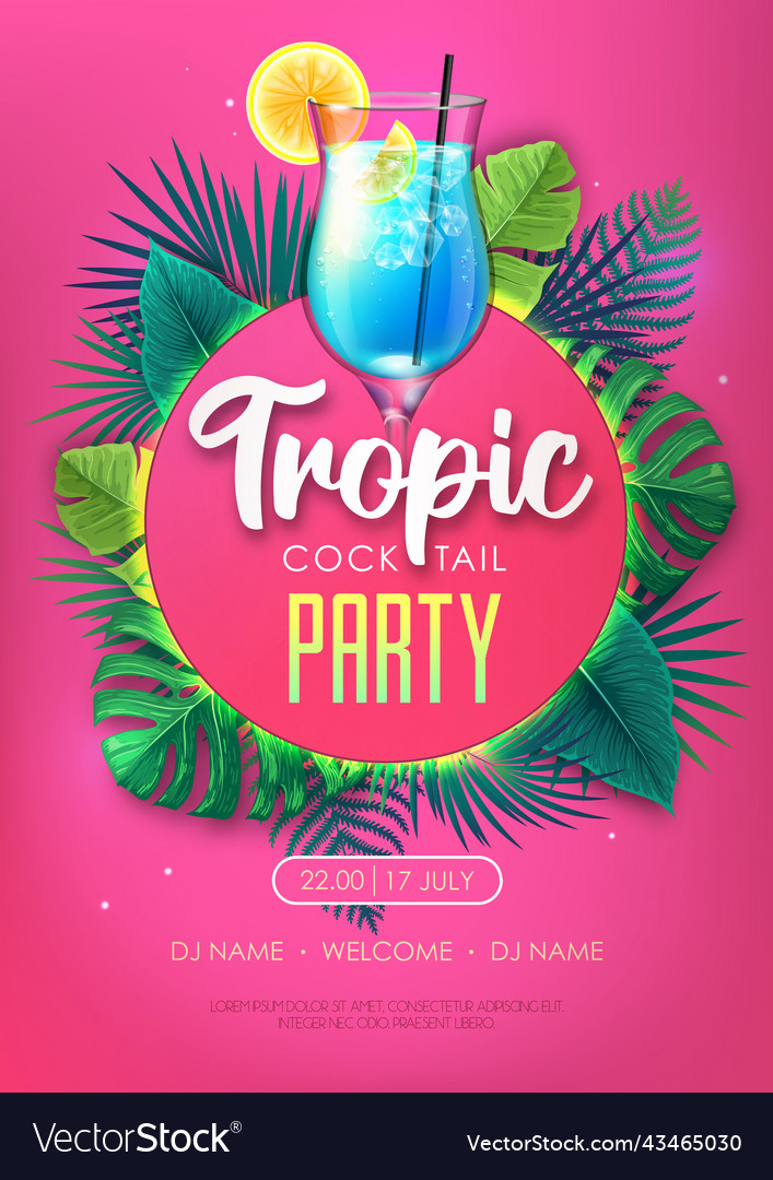 Summer tropic cocktail party poster Royalty Free Vector