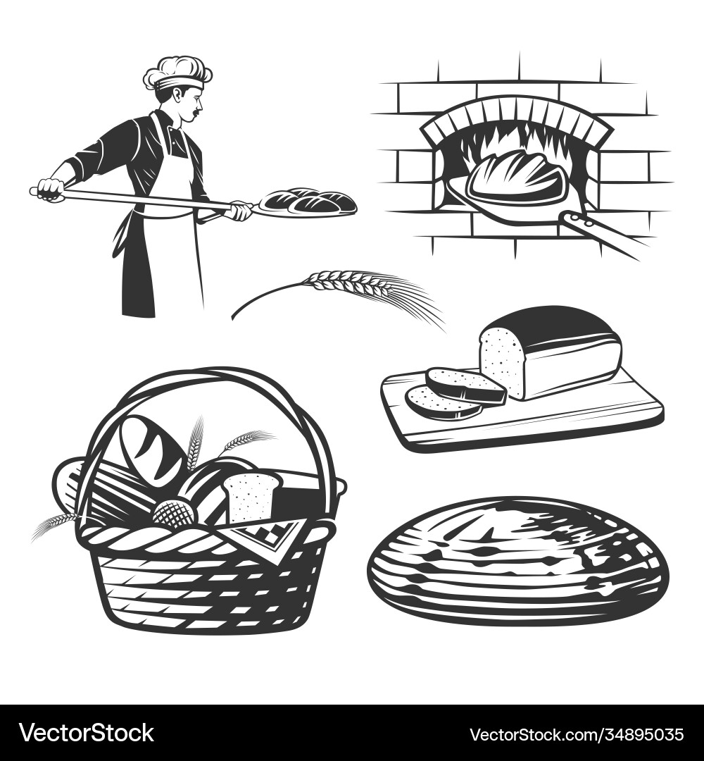 Bread set Royalty Free Vector Image - VectorStock