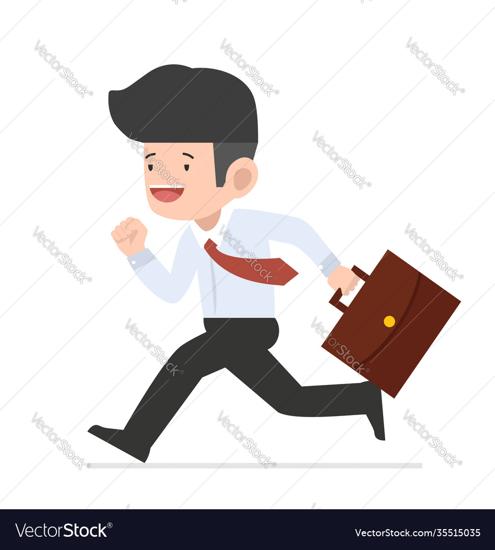 Businessman running with briefcase concept Vector Image