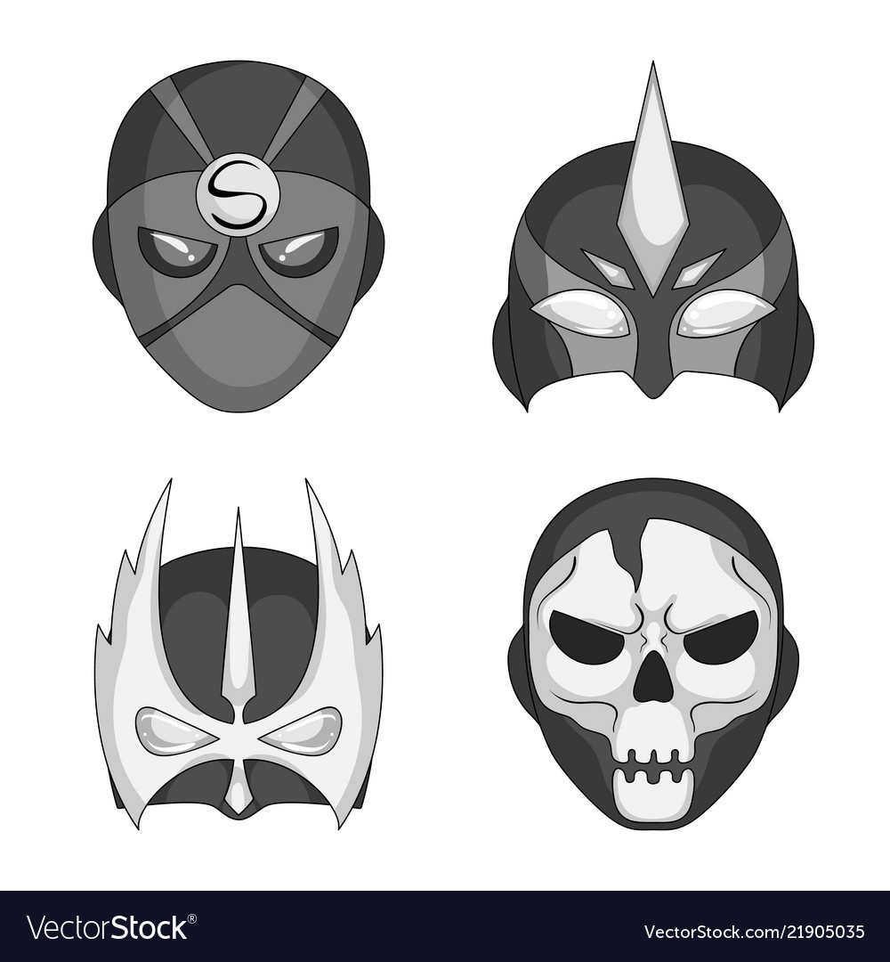 Design of hero and mask symbol set vector image Design of hero and mask symbol set