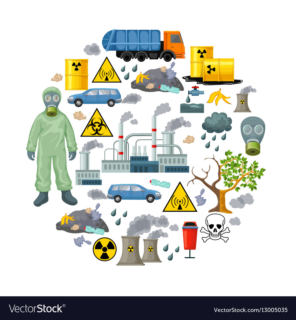 Ecological problems elements composition Vector Image