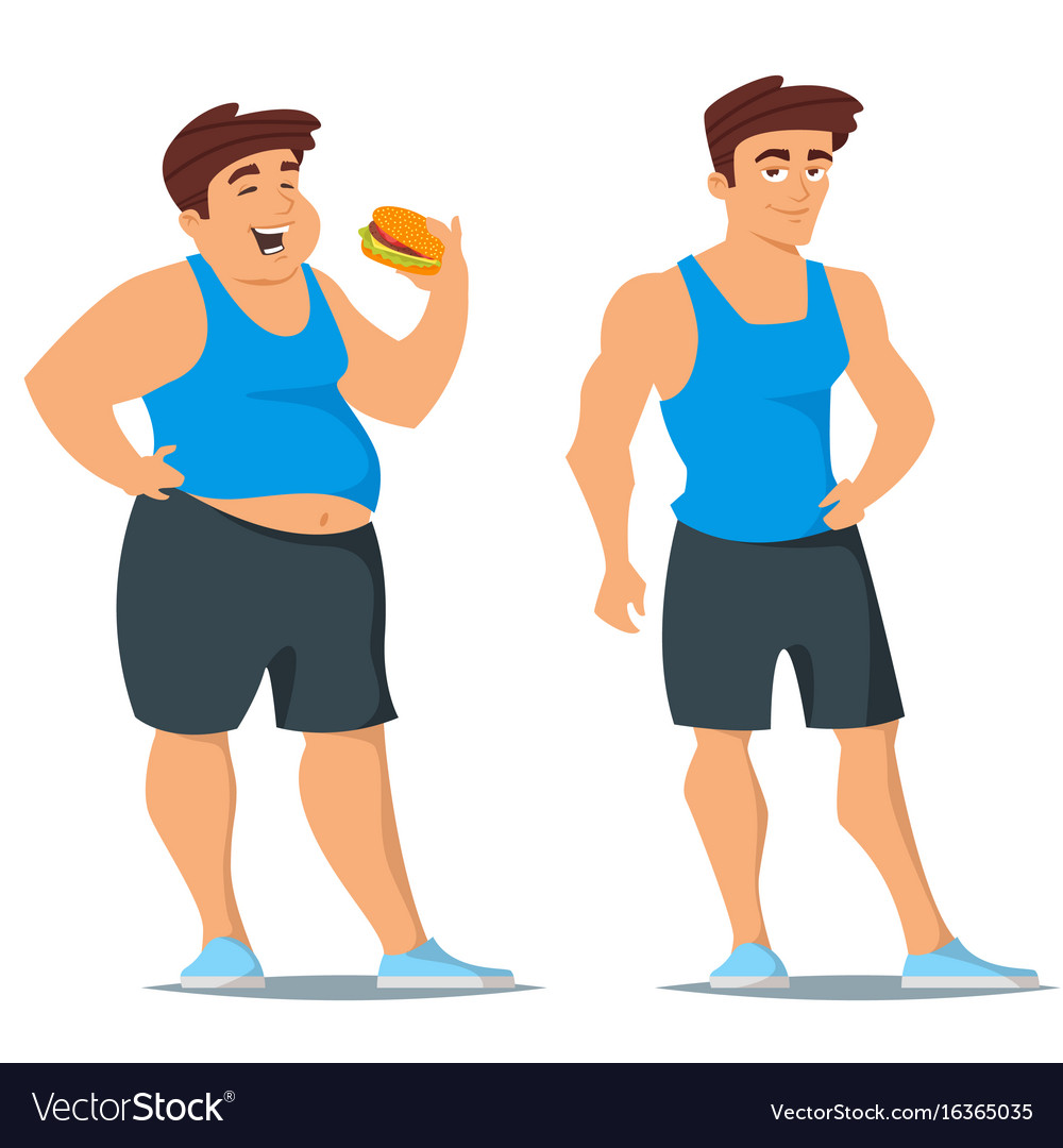 Before and after weight loss fat slim woman Vector Image