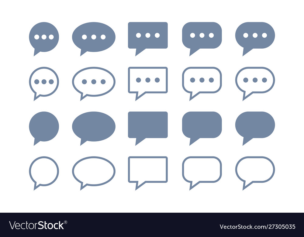 Message chat speech bubble icons set flat