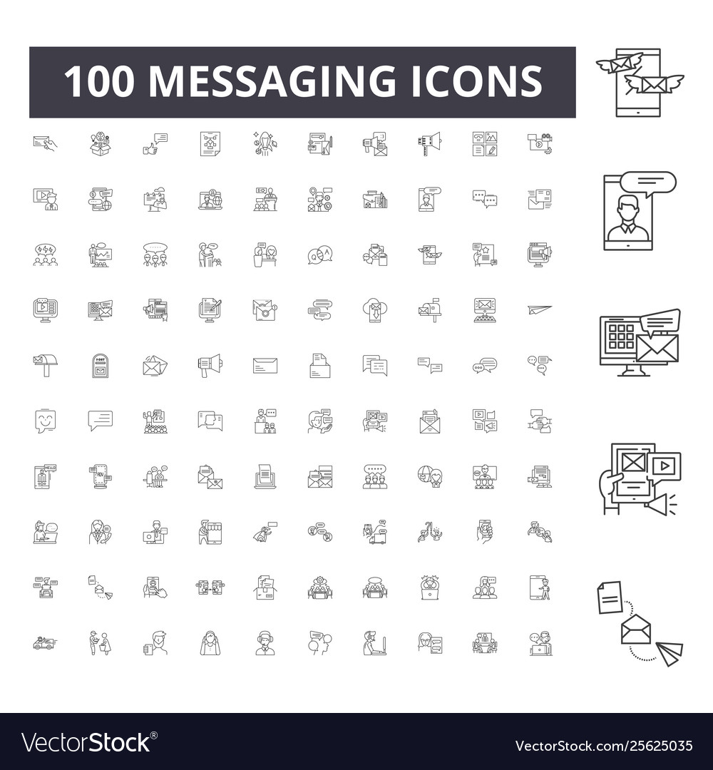 Messaging line icons signs set outline