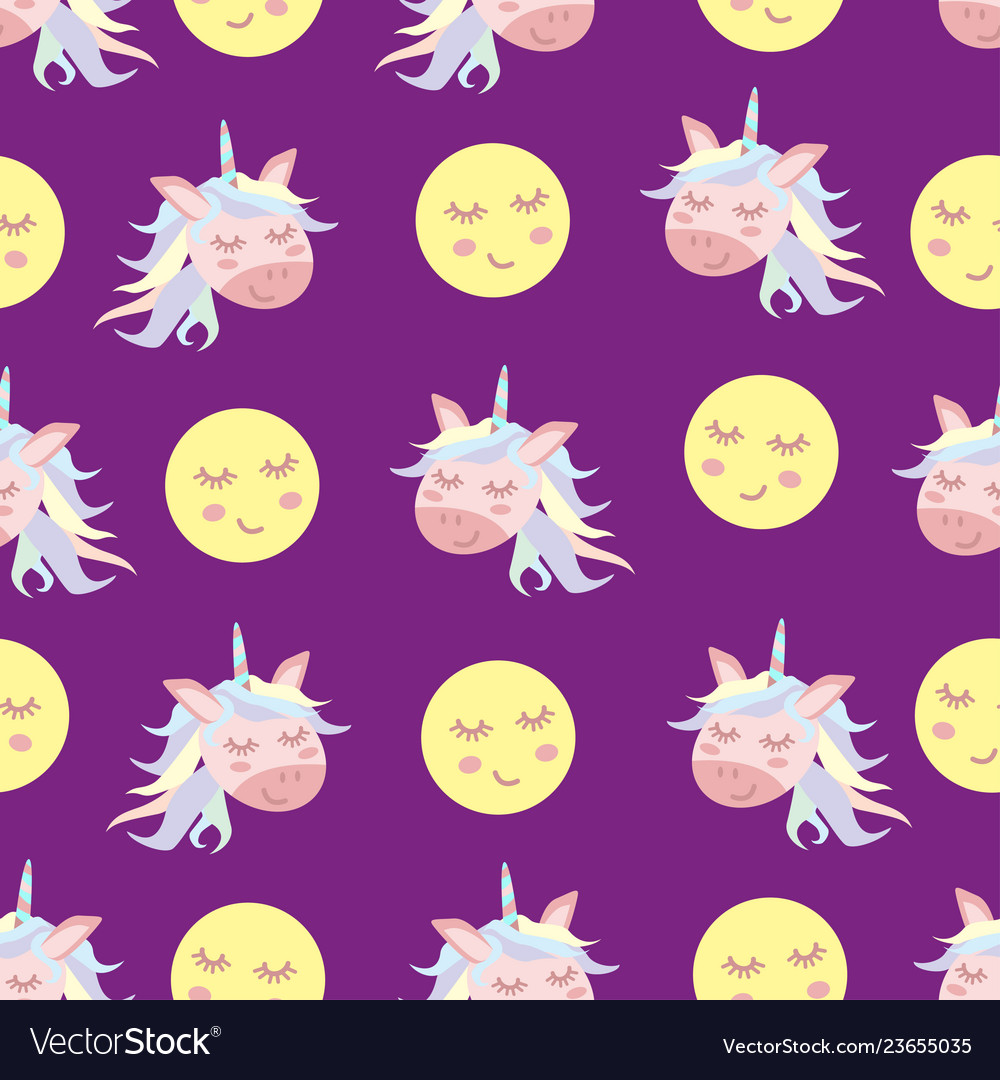Seamless pattern of unicorn and sun