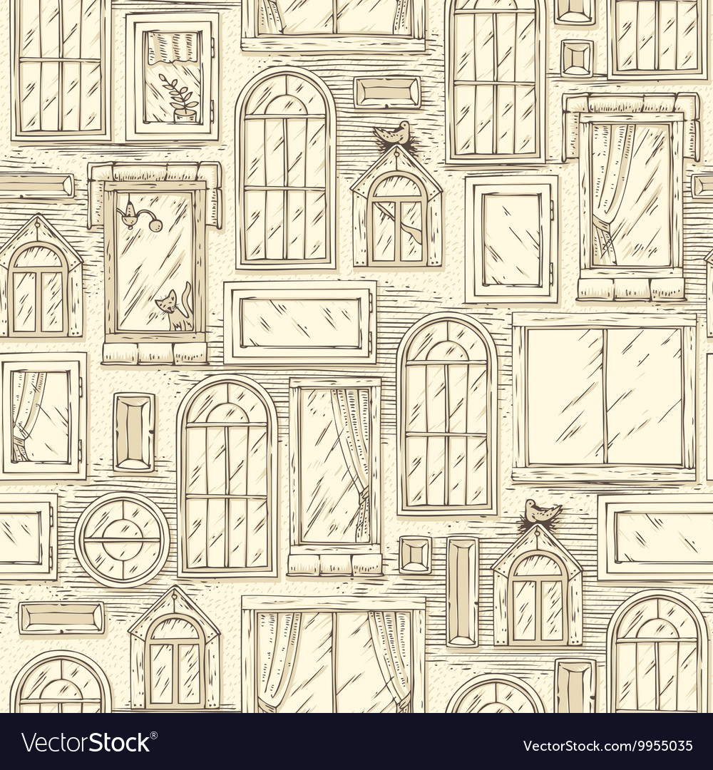 Seamless pattern with different windows