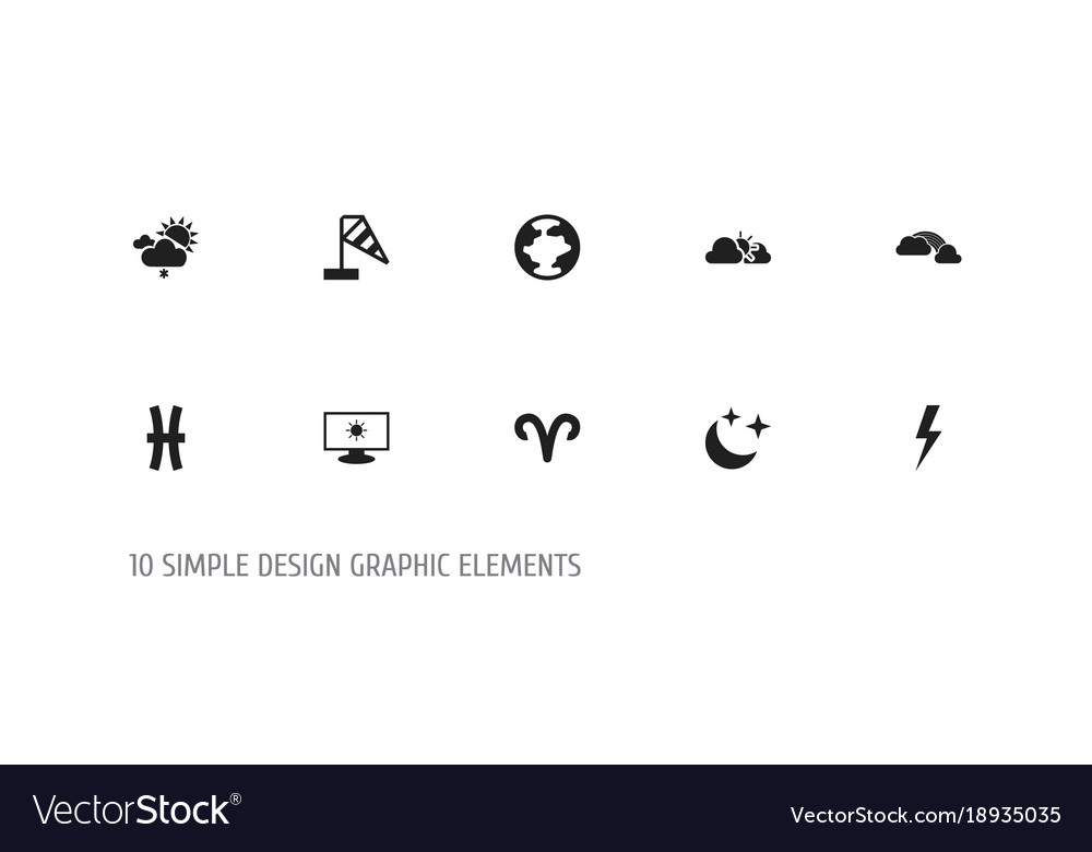 Set of 10 editable weather icons includes symbols