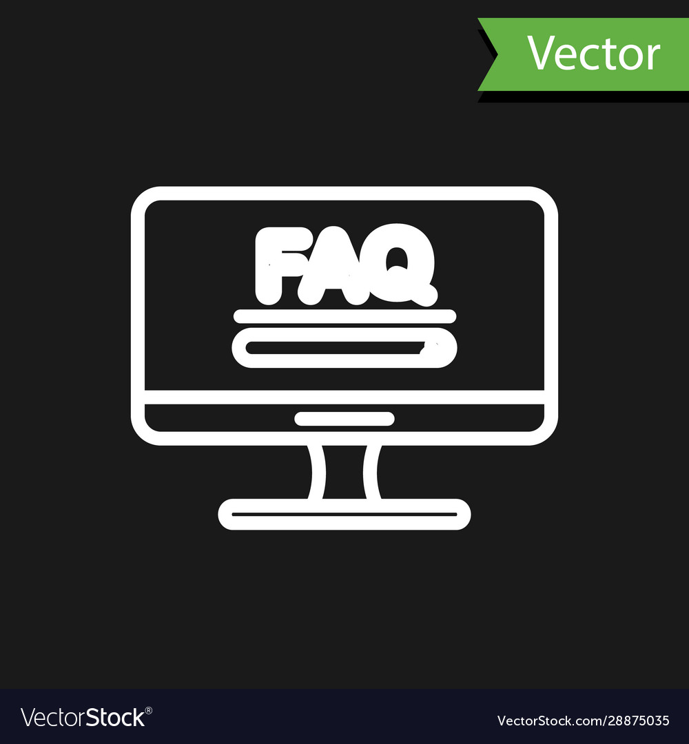 White line computer monitor with text faq vector image White line computer monitor with text faq