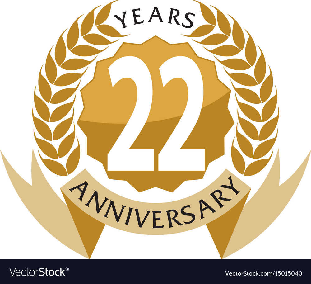 22 years ribbon anniversary Royalty Free Vector Image