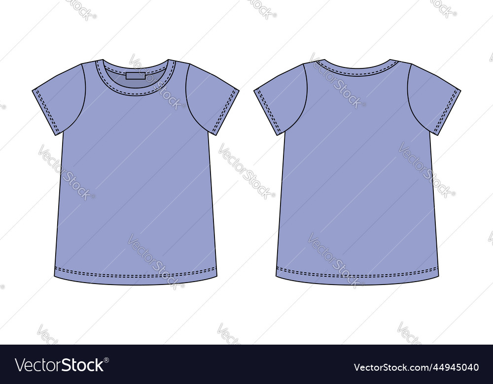 Blank t shirt technical sketch cool blue color