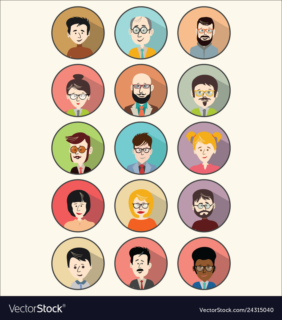 Collection of 15 colorful flat user male Vector Image