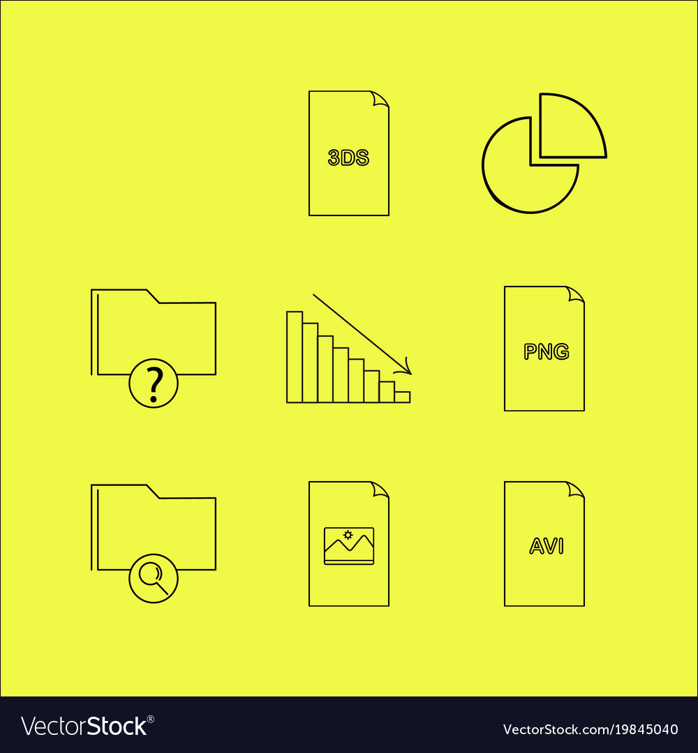 Files and folders linear icon set simple outline