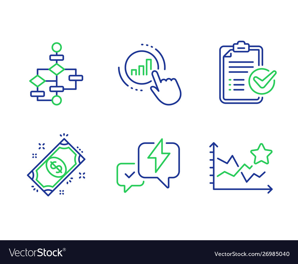 Graph chart block diagram and survey checklist vector image Graph chart block diagram and survey checklist
