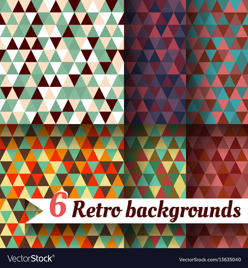 Retro backgrounds with triangle set of 6 items vector image Retro backgrounds with triangle set of 6 items