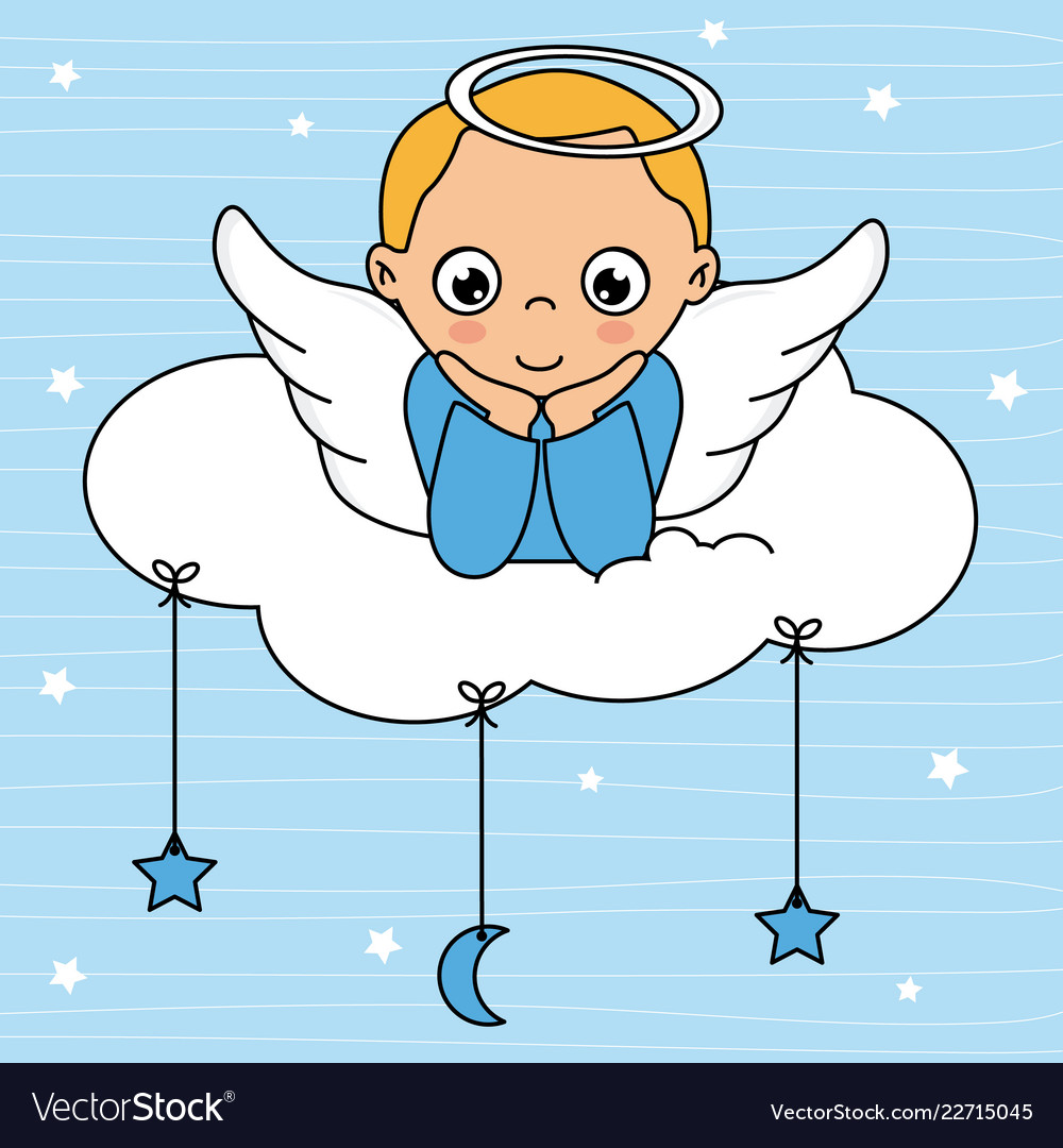 Child angel card on top of the cloud Royalty Free Vector