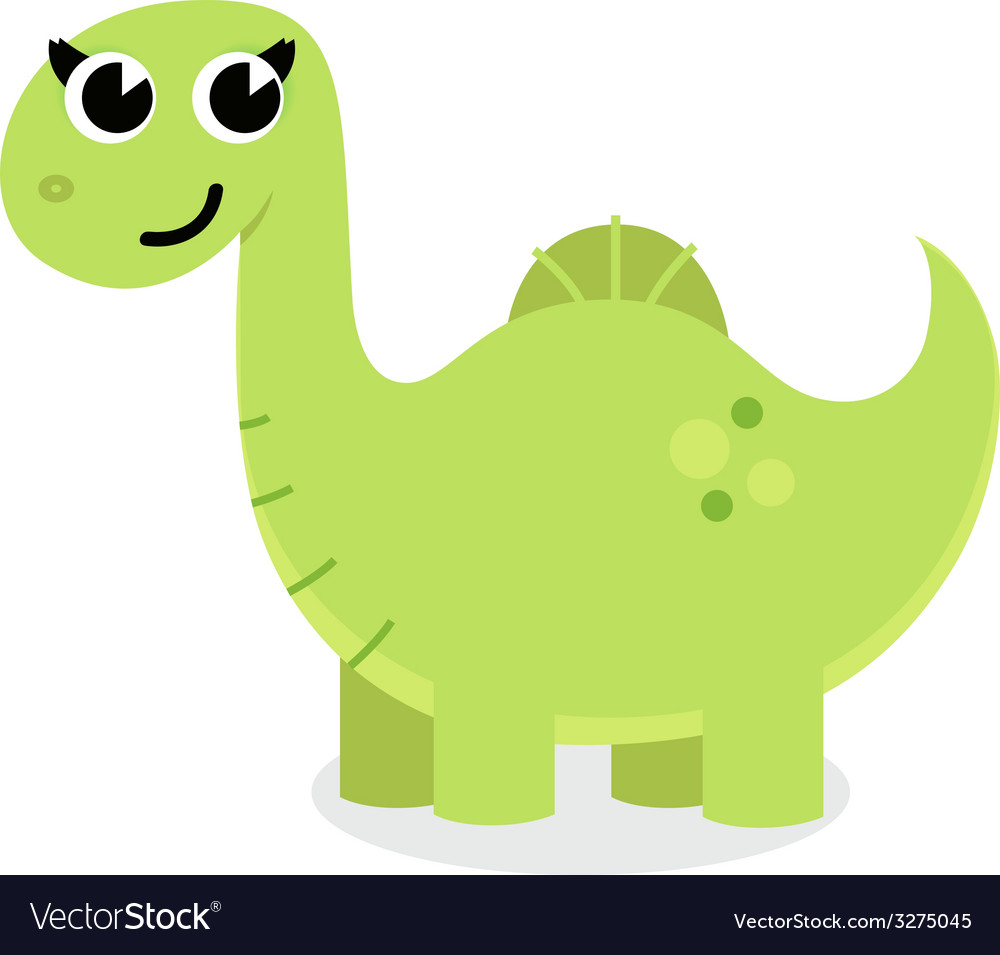 Green cute cartoon dino isolated on white Vector Image