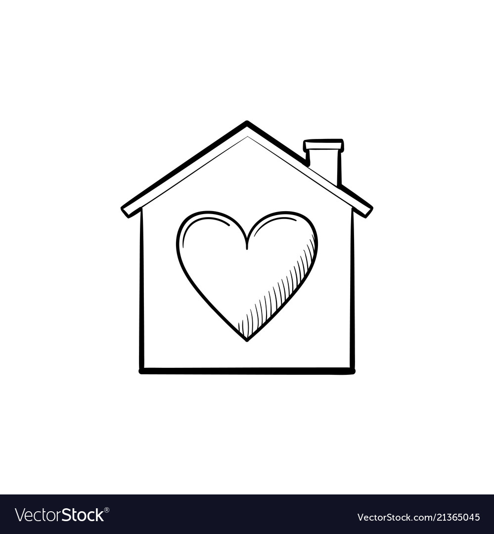 House with heart hand drawn outline doodle icon Vector Image