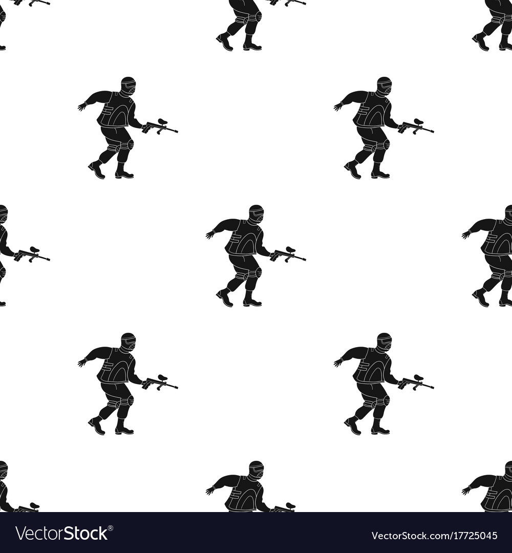 Paintball player icon in black style isolated