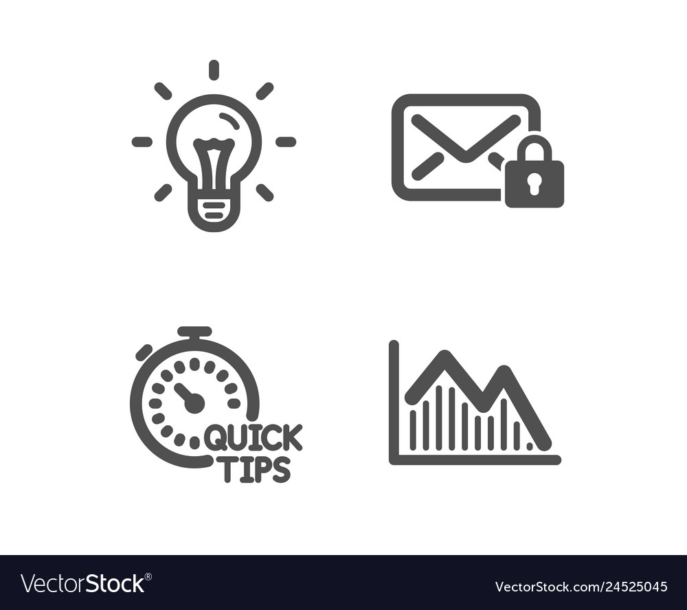 Quick tips idea and secure mail icons investment vector image Quick tips idea and secure mail icons investment