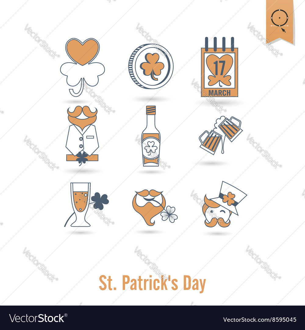 Saint patricks day icon set Royalty Free Vector Image