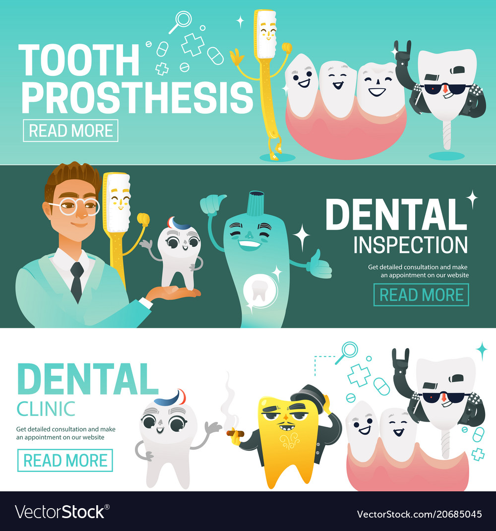 Set Of Horizontal Web Banners With Such Dental Vector Image