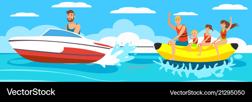 Banana boat with group Royalty Free Vector Image