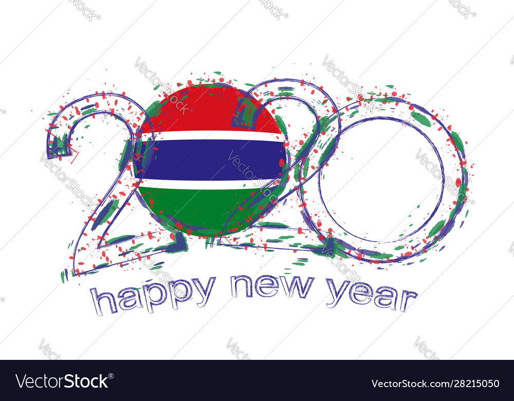 Happy new 2020 year with flag gambia Royalty Free Vector