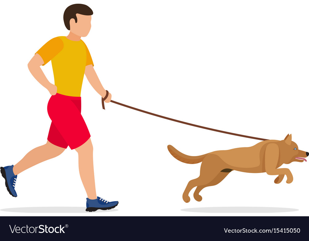 Man walking or running with a dog