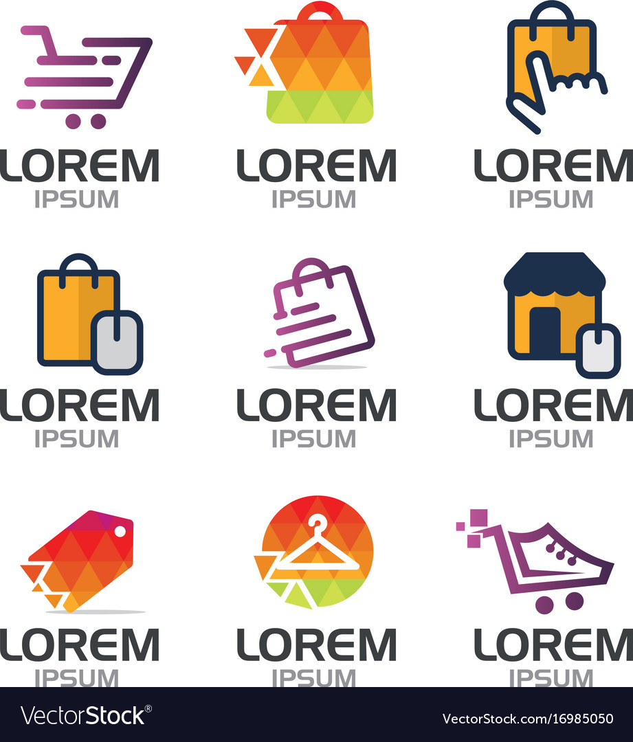 Online Shop Logo Set Royalty Free Vector Image