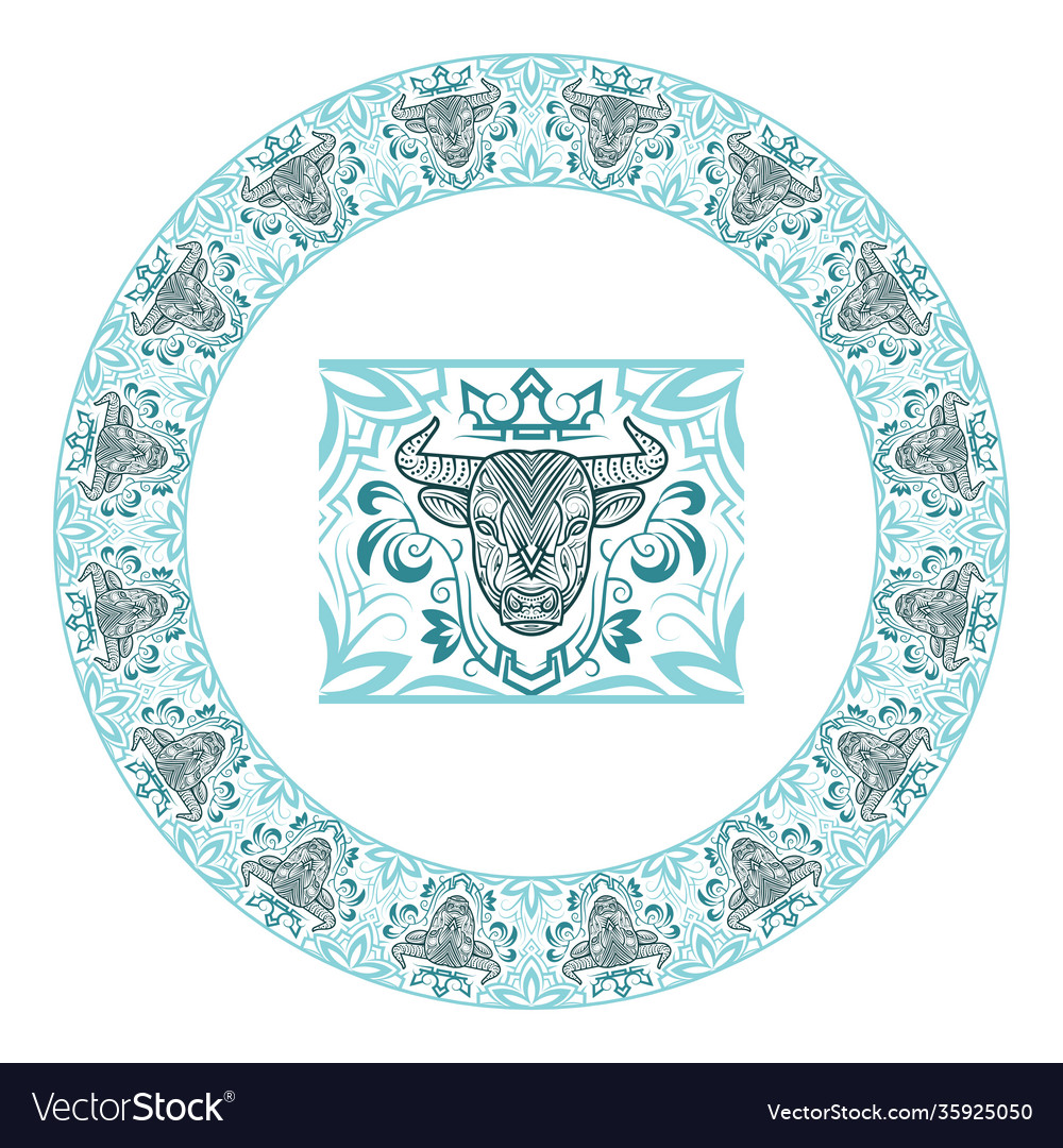 Pattern brush element and round frame vector image Pattern brush element and round frame