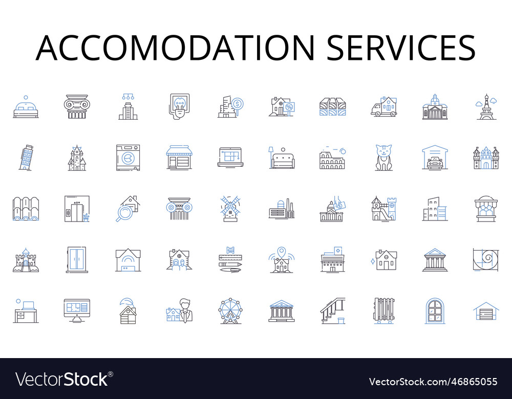 Accommodation services line icons collection