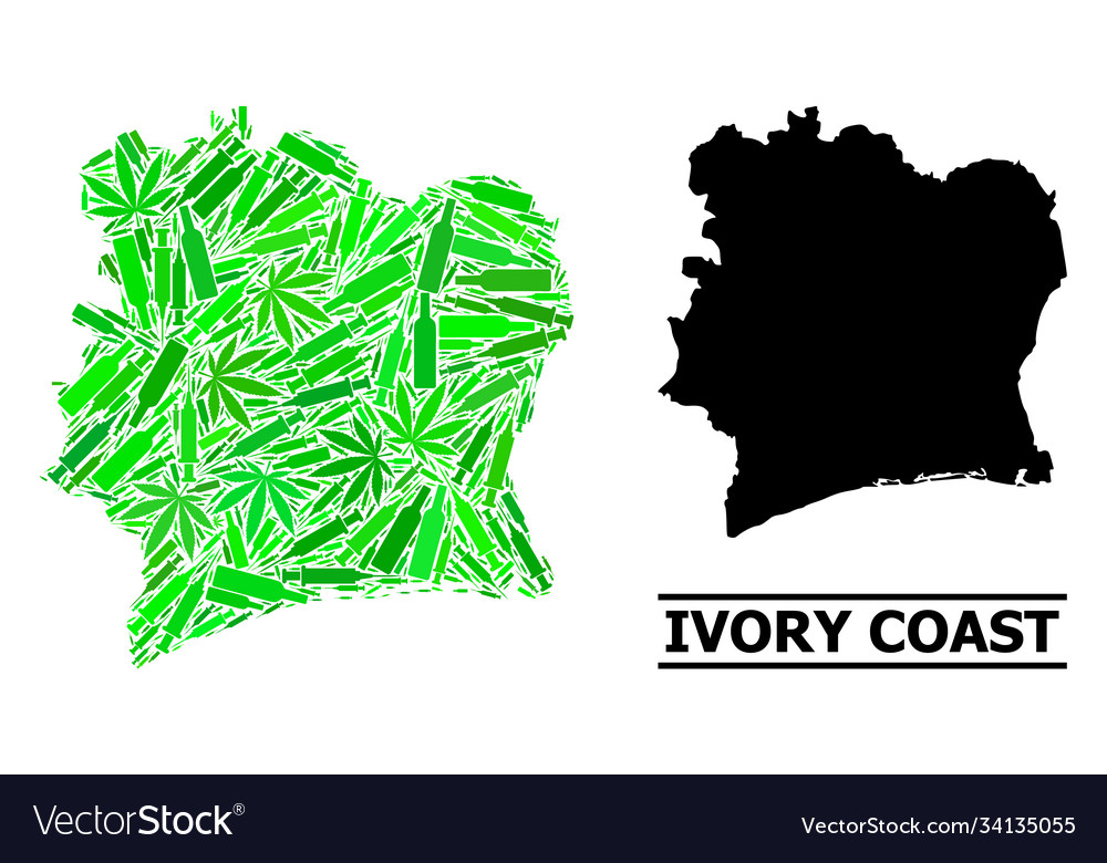 Addiction mosaic map ivory coast vector image Addiction mosaic map ivory coast