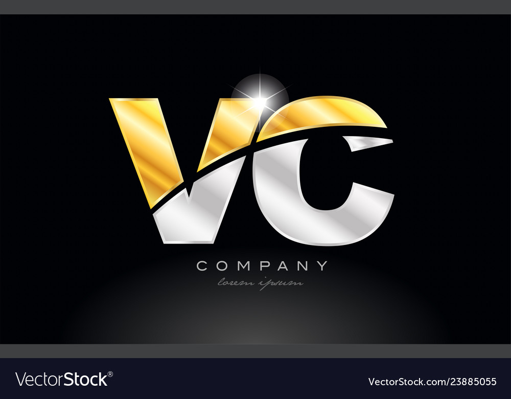 Combination letter vc v c alphabet with gold