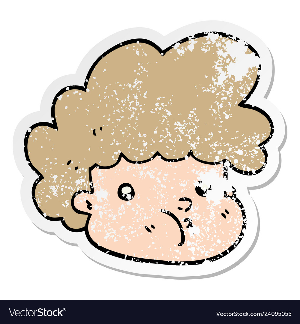 Distressed sticker of a cartoon boy