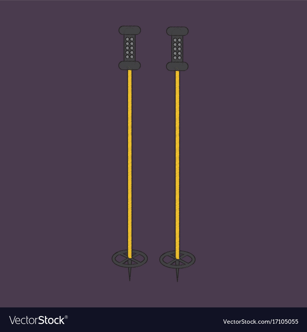 Flat shading style icon ski poles