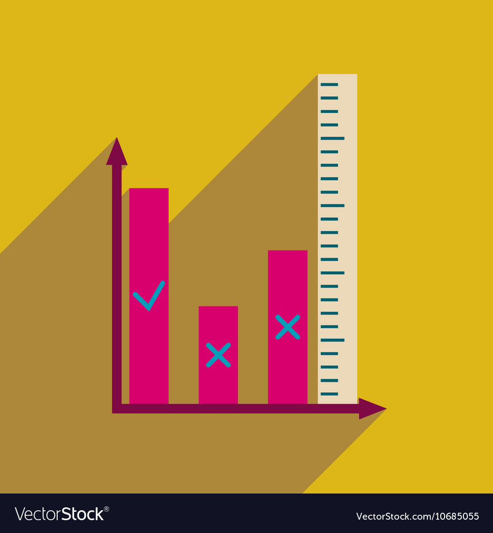 Flat web icon with long shadow graph